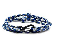 Carabiner Paracord Bracelet - Strong Climbing Rope With Adjustable Black Clasp | Durable Survival Handmade Men's Bracelet (Blue Camo)