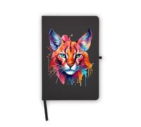 Caracal Cat Abstract Portrait Notebook, Blank Pages, Faux Leather Cover, Planner, Journal, Workbook