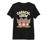 Caracal Crew Cartoon Funny Wild Theme Cat Trio Retro Artwork Premium T-Shirt