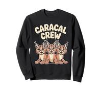 Caracal Crew Cartoon Funny Wild Theme Cat Trio Retro Artwork Sweatshirt