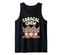 Caracal Crew Cartoon Funny Wild Theme Cat Trio Retro Artwork Tank Top
