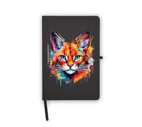 Caracal Portrait Cat Dad Mom Notebook, Blank Pages, Faux Leather Cover, Planner, Journal, Workbook