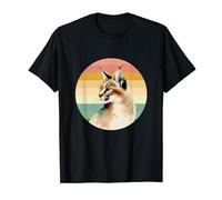 Caracal Watercolor on Retro Sunset for Caracal Fans T-Shirt
