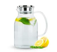 Carafe 1,8l Tea Coffee Pot Pitcher Glass Handle Removable Filter Lid