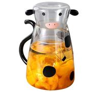 Carafe Cow Pitcher, Clear Water Pitcher And Mug Night Set | Glass Carafe With Glass Cup, Cute Cow Glass Tea Kettle