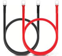 CARAGO 2 Pcs Battery Cables 12V cable wire, 5AWG/16mm² 50cm Heavy Duty Copper Battery Leads, Power Inverter Cables with M8 Ring Terminals for Caravan, Marine, Solar, Automotive & Leisure Battery