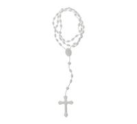 caralin 8 Colors Plastic Noctilucent Necklace Rosary Beads Luminous Necklace Catholicism Prayer Religious Jewelry for Daily Wear White