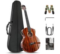 Caramel BEG91 Cuteway Ebony Glossy Baritone Acoustic & Electric Ukulele with Armrest | 30-inch Handmade Professional Ukelele Kit with Accessories
