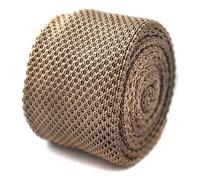 Caramel Beige Knitted Tie for Men, 5cm slim width, Plain Colour Slim 147cm Necktie with Fine Tailoring, Ideal for Office Wear, Weddings, Formal Events, Stylish and Versatile Accessory