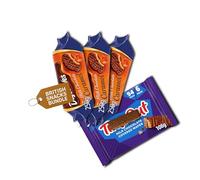 Caramel Biscuit & Chocolate Wafer Treat Box - 3 Crunchy Milk Chocolate Biscuits with Caramel and 1 Light Chocolate Wafer Bar - British Afternoon Snack Gift Set - Made in the UK