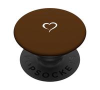 Caramel Brown Matte Hand Drawn Heart Minimalist Love PopSockets PopGrip: Swappable Grip for Phones & Tablets PopSockets Adhesive PopGrip
