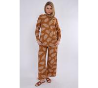 Caramel Brown Paisley Print Co-ord Shirt and Trousers Set Love Sunshine Brown 8