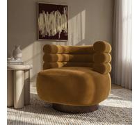 Caramel Brown Velvet Modern Swivel Armchair - Zora