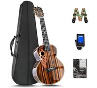 Caramel CAG94 Glossy Black Ebony 23" Concert Ukulele for Beginner | Handmade Ukelele Starter Kit