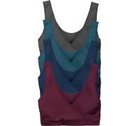 Caramel Cantina 4 Pack Nursing Maternity Sleep Bra, Darks, L