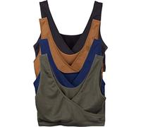 Caramel Cantina 4 Pack Nursing Maternity Women’s Sleep Comfort Bralette Bra, Nature Tones, L