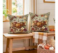 Caramel Fruits Autumn Harvest Throw Pillow Covers 16x16 Set of 2