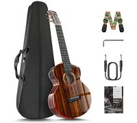 Caramel GEG91 Cutaway Ebony Glossy Guitalele | 30-inch Handmade Professional 6-String Acoustic & Electric Guitar Kit with Accessories for Travel