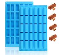 Caramel Gummy Candy Silicone Molds, 2 Pack 30-Cavity Square Protein and Energy Bar Cereal Molds for Chocolate Cake Truffles, Ganache, Praline, Butter, Ice Cube Tray