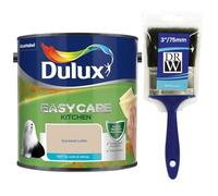 Caramel Latte Dulux Easycare Kitchen Matt Emulsion Paint 2.5L + 3" Emulsion Paint Brush - Grease & Stain Resistant, Washable Matt Finish, Durable Interior Paint for Kitchen Walls & Ceilings