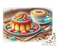 Caramel Pudding Dessert Jigsaw Puzzle for Adults 1000 Piece Jigsaw Puzzle Paper Puzzle Game Coffee Shop Sweets Relaxing Family Fun Home Decor Gift 52x38cm/1000pcs