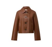 Caramel Straight Cut Nappa Faux Leather Jacket with Shirt Collar Women s.Oliver Marron 46