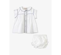 Caramel White Lemongrass Contrast-stitched Cotton Baby Set 6 Months - 2 Years 12