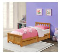 (Caramel, With Lucy Mattress) 3ft Wooden Bedframe With 2 Pull Out Drawers Caramel Grey Or White