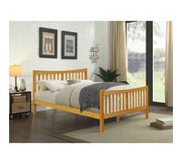 (Caramel, With Lucy Mattress) 4ft6 Solid Wooden Bedframe in Caramel or White
