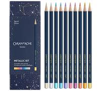 Caran d'Ache 10 Metallic Pencil Colour Set, Cosmic Blue Special Edition Pencils