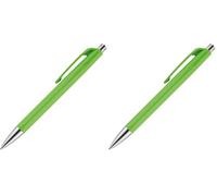 Caran Dache Ballpoint Pen, Spring Green, with SwissRide Blue Medium Cartridge (Pack of 2)