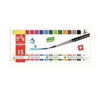 Caran Dache Box of 14 Gouache, Water-Based Paints Plus 1 Paint Brush, White