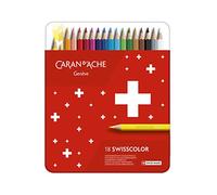 Caran d'Ache d'Ache Swisscolor 1284718 Metal Case with 18 Waterproof Coloured Pencils