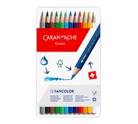 Caran d'Ache Fancolor 12 Water Soluble Colour Pencils Artist Sketching Tin Set