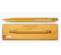 Caran Dache Gold Bar 849 Popline Blue Ballpoint Pens With Aluminium Barrel In Metal Display Presentation Gift Case 0849.099 D