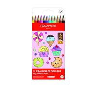 Caran d'Ache Kawaii Swisscolor Water-Soluble Colour Pencils Cardboard Box with 12 Assorted Colours, Candy World, Kids Drawing, Colouring, Art Pencil, School, Stationery Supplies, Expressing Creativity