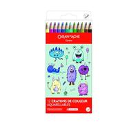 Caran d'Ache Kawaii Swisscolor Water-Soluble Colour Pencils Cardboard Box with 12 Assorted Colours, Monsters, Kids Drawing, Colouring, Art Pencil, School, Stationery Supplies, Expressing Creativity