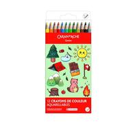 Caran d'Ache Kawaii Swisscolor Water-Soluble Colour Pencils Cardboard Box with 12 Assorted Colours, Swiss Mountains, Kids Drawing, Colouring, Art Pencil, School, Stationery Supplies, Creativity