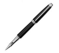 Caran D'ache Leman Ebony Black Lacquered Silver Plated Rhodium Coated Ballpoint Pen