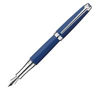Caran d'Ache Leman Silver Plated Medium Fountain Pen - Blue Matt
