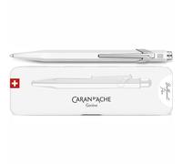 Caran Dache Matt White Popline 849 Ballpoint Pen With Aluminium Barrel & Blue Refillable Ink In Gift Case Metal Display Presentation 0849.502