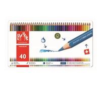 Caran Dache Metal tin with 40 Water-Soluble Colour Pencils, White