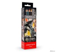 Caran d-Ache Technalo Black & Colour multi-technique water-soluble set, 13 artistic tools + 1 extra large metal box
