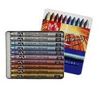 Caran d’Ache Metallic Neocolor I 10 Wax Pastels - Water-Resistant, Assorted Colo