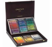 Caran d'Ache Neocolor II Aqua Wax Pastels, Multicoloured, Wooden Box of 84, Water Soluble Colour Wax Pastels For Professional And Hobby Artists