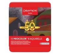 Caran d'Ache Neocolor II Water-Soluble Wax Pastels 50 Year Special Edition - Dark- Tin of 10 Colours, Art Colouring Crayons, Art Lover Gift, Art Set Essentials, Pastels, Colouring