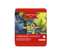 Caran d'Ache Neocolor II Water-Soluble Wax Pastels 50 Year Special Edition - Dark- Tin of 10 Colours, Art Colouring Crayons, Art Lover Gift, Art Set Essentials, Pastels, Colouring