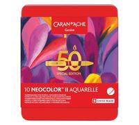 Caran d'Ache Neocolor II Water-Soluble Wax Pastels 50 Year Special Edition - Pop - Tin of 10 Colours, Art Colouring Crayons, Art Lover Gift, Art Set Essentials, Pastels, Colouring