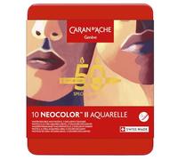 Caran d'Ache NEOCOLOR II Watercolour Pastel Set, 10 Pens, Portrait Edition 50th Anniversary, Water Soluble
