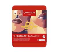 Caran d'Ache NEOCOLOR II Watercolour Pastel Set, 10 Pens, Portrait Edition 50th Anniversary, Water Soluble